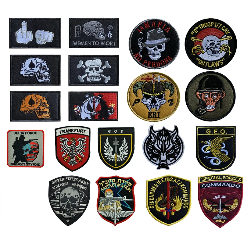 

HOOK Embroidery Patches Skull Badge Military Tactical Clothes Armbands Sewings Patch for Caps Backpacks Jackets Mark Accessories