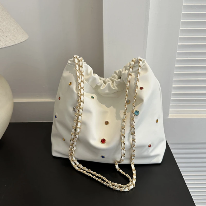 

Роскошная декоративная дамская сумка-мессенджер из искусственной кожи, Женская Повседневная Сумка-тоут, сумочки, модная женская большая сумка на плечо с цепочкой