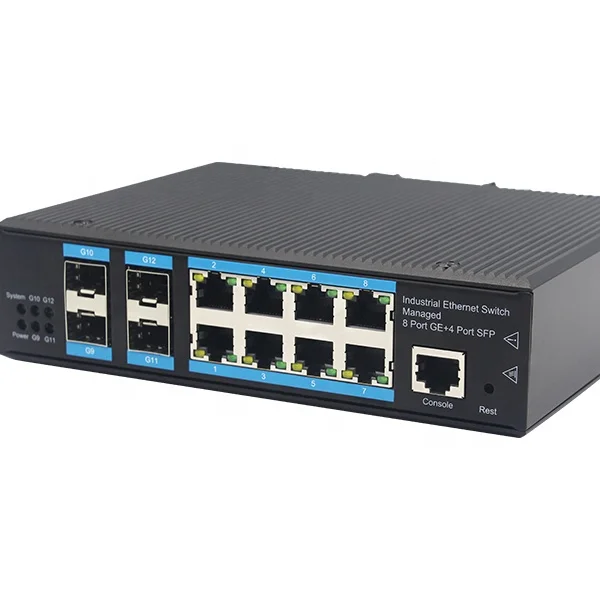Yuhang high cost-effective managed POE switch with 8 Port RJ45 POE and 4 Port SFP