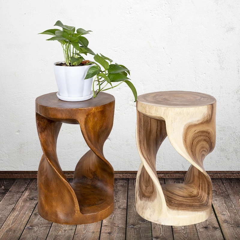 

Nordic wooden pier stool solid wood round low into the door to change shoes creative log coffee table flower stand