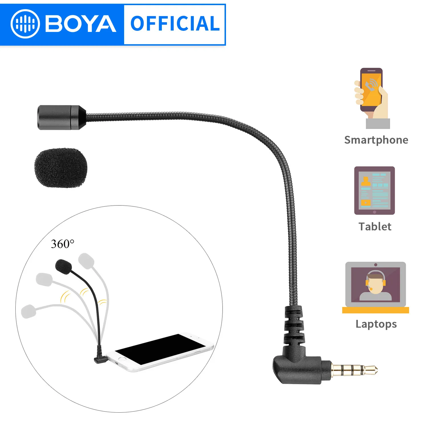 

BOYA BY-UM4 3.5mm TRRS Omnidirectional Gooseneck Microphone for iOS Android Smartphone PC with Combo Headphone Mic Jack Whatsapp