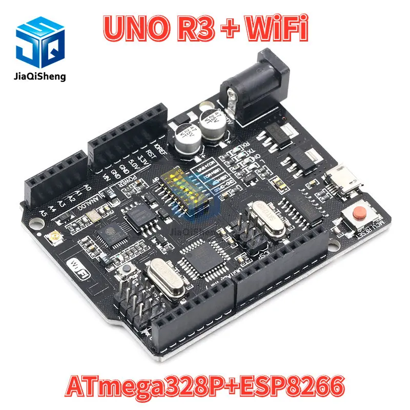 

UNO R3 + WiFi ATmega328P+ESP8266 (32Mb memory) USB-TTL CH340G For Arduino Uno NodeMCU WeMos ESP8266 One New Arrival