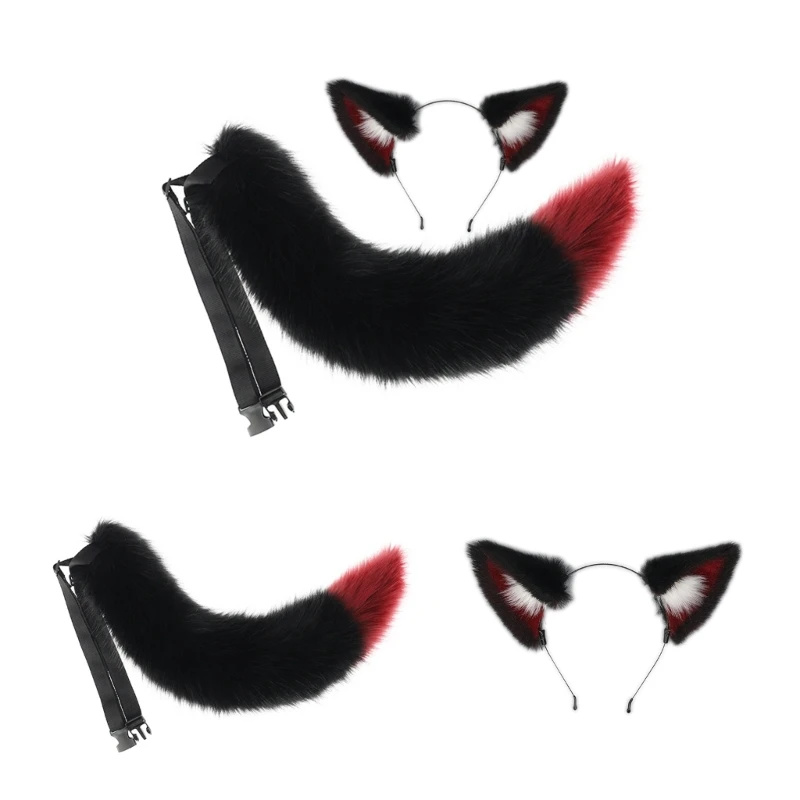 

Повязка на голову с волчьим хвостом и кошачьими ушками, головные уборы с лисьим хвостом из аниме, реквизит для косплея R7RF