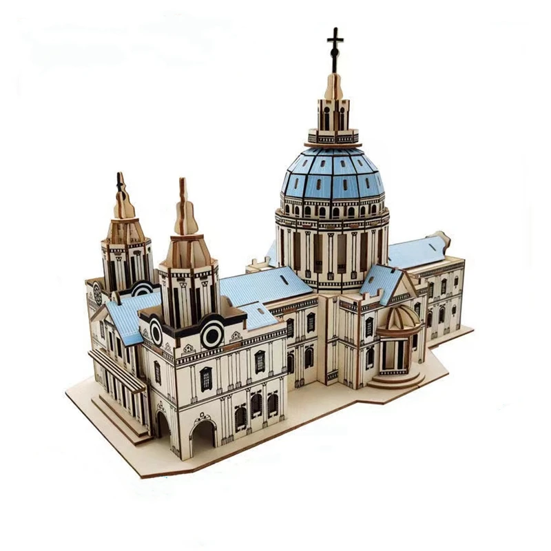 

3D DIY Puzzle Toy St. Paul's Cathedral Ancient Town Jigsaw Gift Games Assemble Wood European Chinese Building Model Wooden Toys