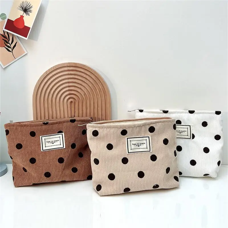 

Corduroy Cosmetic Bag Polka Dot Travel Sub-pack Wash Bag Portable Storage And Finishing Bag Storage Bag