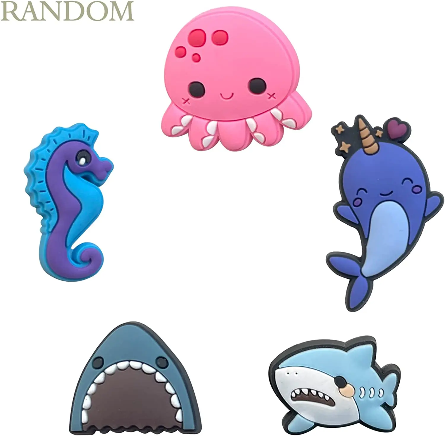 Random 10-100PCS jibz Wholesale  Cartoon Animal Shoe Charms Decrations For Croc Charms Buckle Kids X-mas Gifts Shoe Accessories