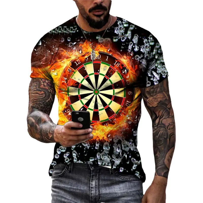 

Casual 3D Printed Novelty Fun Dart Graphic T-shirt Personality Round Neck Street Fitness Sport Quick Dry Loose Short Sleeve Top