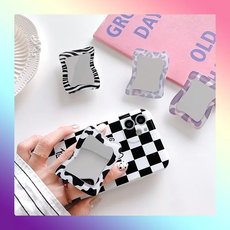 

Animal Pattern Mirror Cellphone Back Holder Smart Phone Bracket Griptok Stand for iPhone 13 Pro Max 11 7 8 Foldable