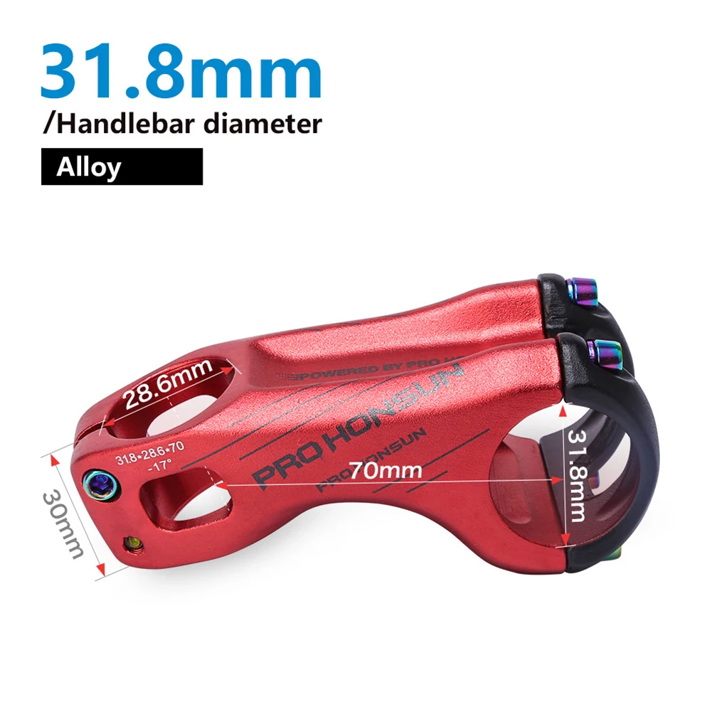 

Bicycle Handlebar Stem Negative 17 Degree 31.8mm 70/90mm Mountain Road Bike Parts Aluminum Alloy Colorful Riser 31.8MM Handlebar