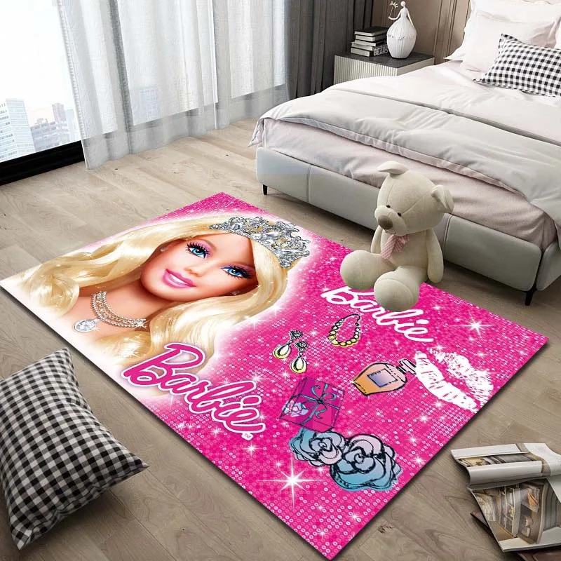 Ковер и ковер Барби с мультяшным принтом для гостиной спальни большой мягкий