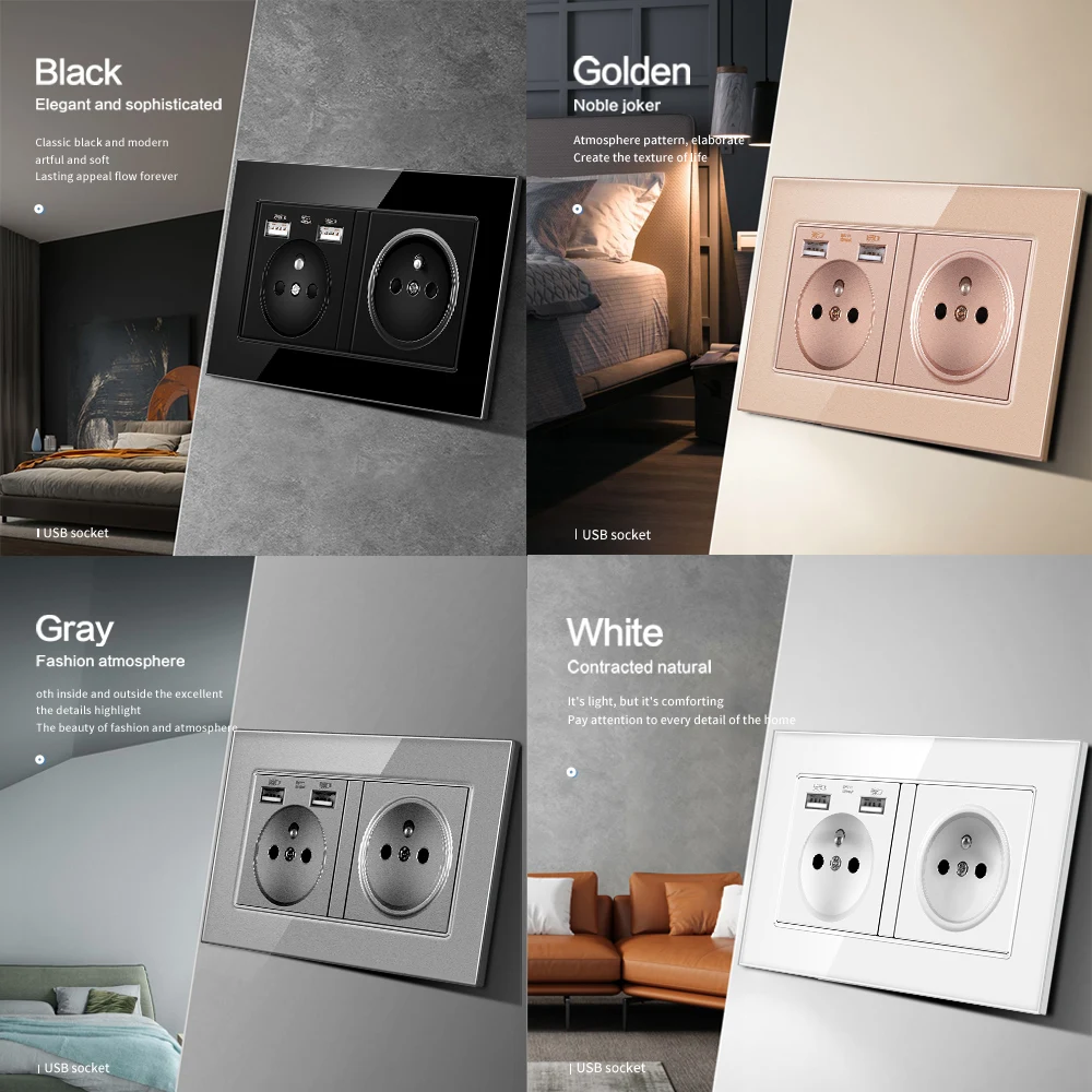 Электрическая розетка BONDA французская стандартная из хрустального стекла 146 мм *