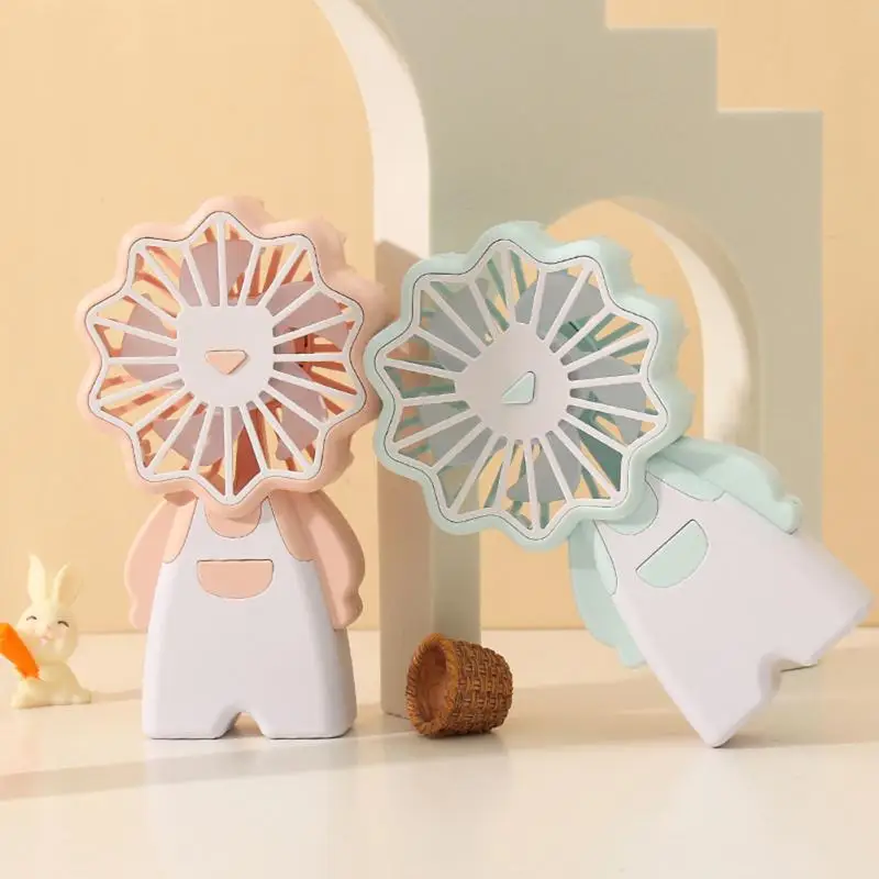 

Stronger Wind Cooling Fan Usb Charging Cartoon Desktop Handheld Fans Three-speed Adjustment Air Conditioning Outdoor Small Fan