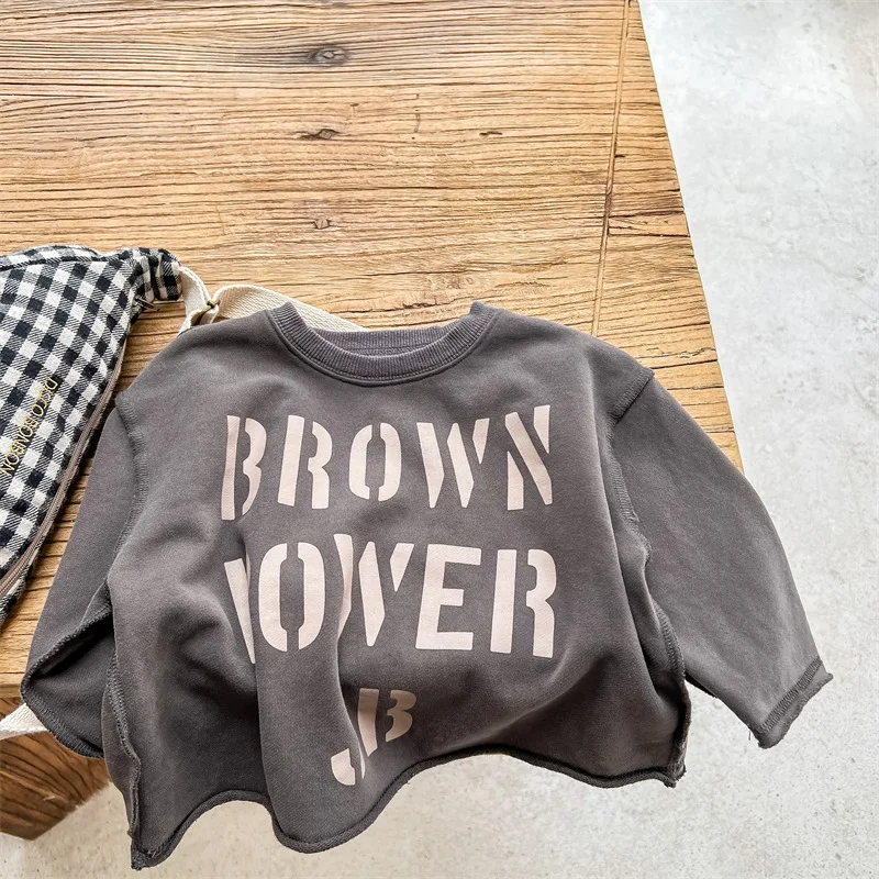 2022 Autumn New Children Long Sleeve T Shirts Fashion Letter Print T Shirts For Boys Girls Casual Tops Cotton Baby Clothes