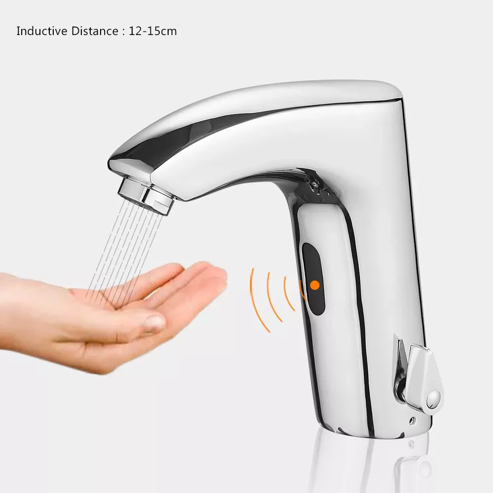 

Bathroom Faucet Electric Automatic Sensor Mixer Touchless Kitchen Sink Basin Battery Power Hot And Cold Water Taps 8024SN