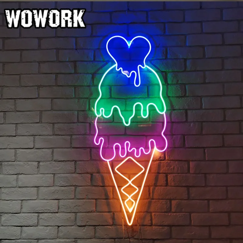 

2023 WOWORK new custom promotional gifts led acrylic backing silicon neon strip lights ice cream lights for dessert shop sign