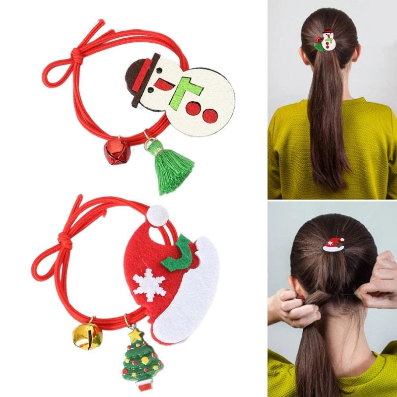 

Santa Hat Snowman Hair Tie Princess at Large Hair Bands Ponytail Holder Tassels Hair Catch Ponytail Holder