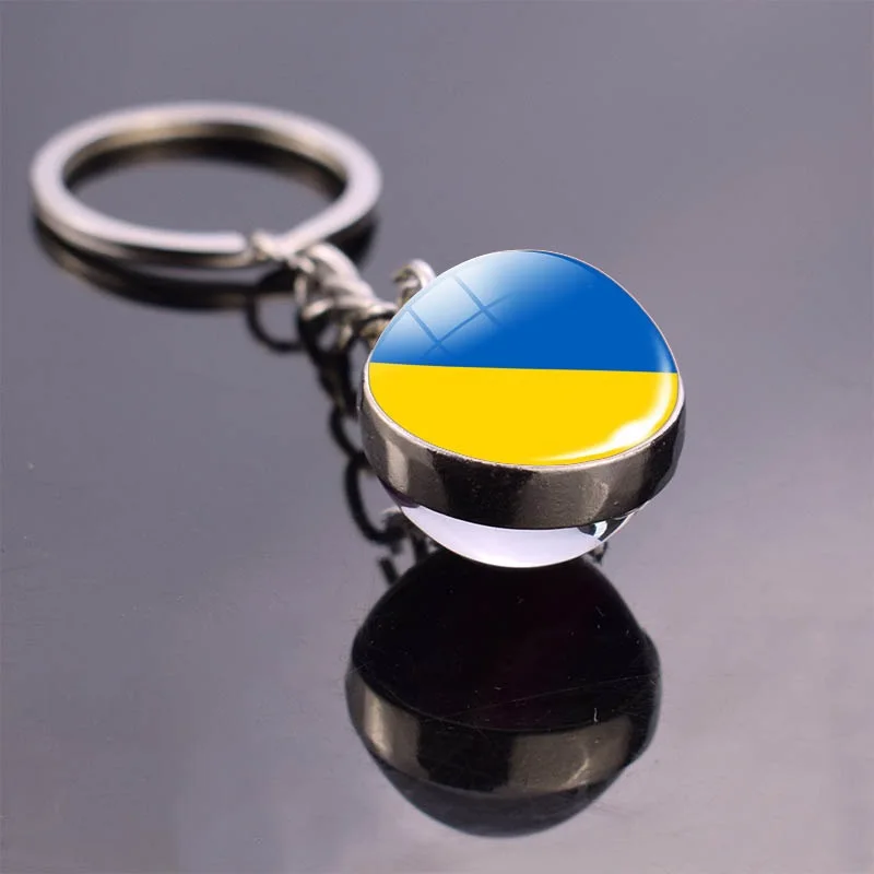 

Ukraine Flag Crystal ball Key Chain Charms Keychains Ukrainian Flags Glass Jewelry Accessory Souvenir Gift Patriot