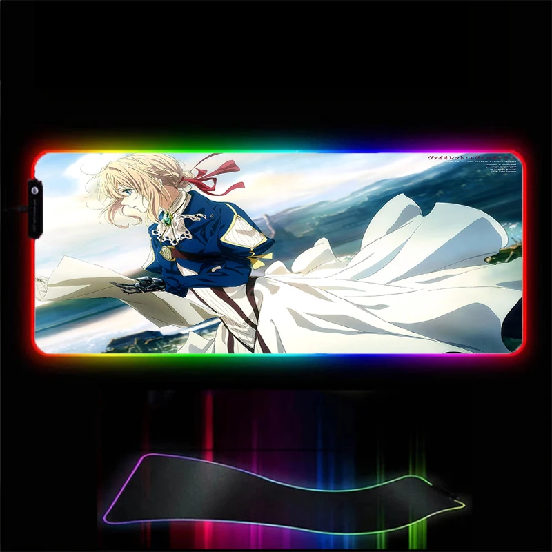 

Anime Violet Evergarden Gaming Mousepad RGB landscape Computer Mouse Mat Large Gaming Mousepad Mouse Pad PC Gamer 90X40 Desk Mat