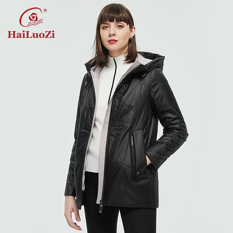 HaiLuoZi 2022 Spring Autumn Jackets Short Casual Parka Fashion Classic Plus Size Ladies Jackets Thin Cotton Warm Women Coat  38