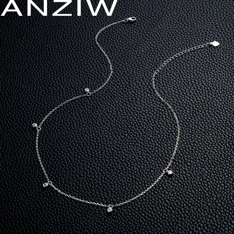 

Anziw With GRA Certificate 2.5mm Moissanite Choker Necklace for Women 2022 Luxury Original 925 SterlingSilver Charm Jewelry 18''