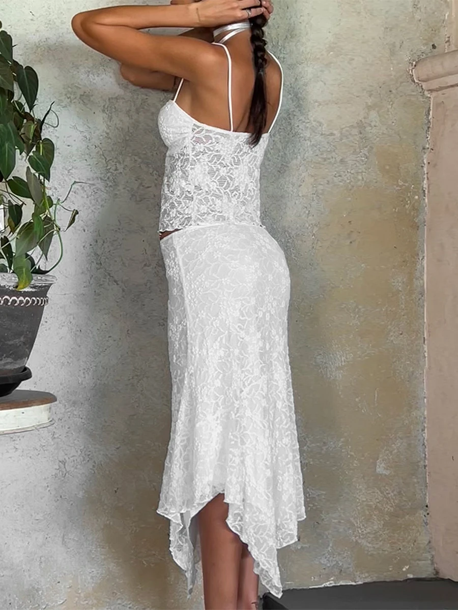 Женский кружевной комплект из 2 предметов летний Повседневный прозрачный