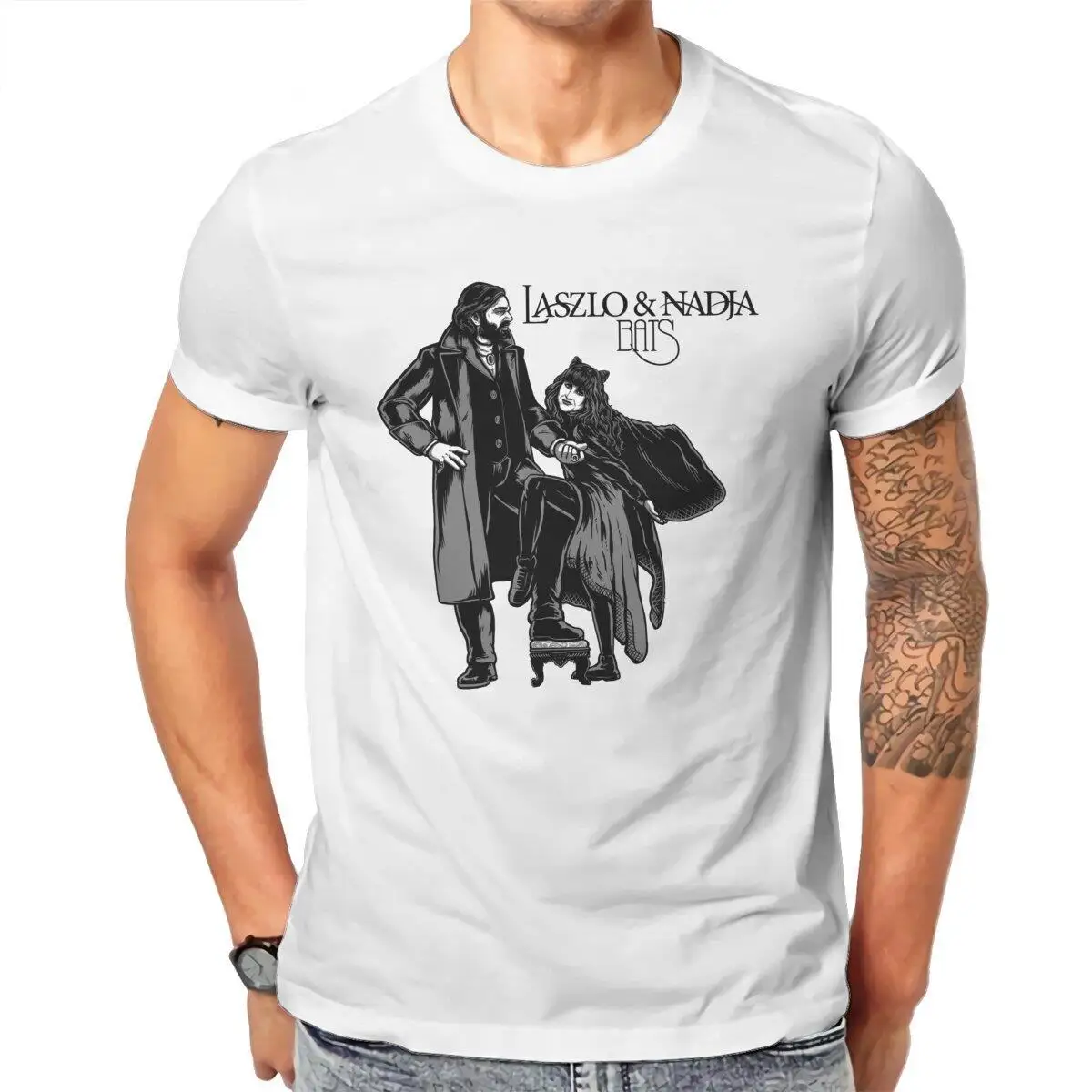 

Laszlo Nadja мужские футболки, что мы делаем в тени, Винтажная футболка с коротким рукавом и круглым вырезом, футболка из 100% хлопка