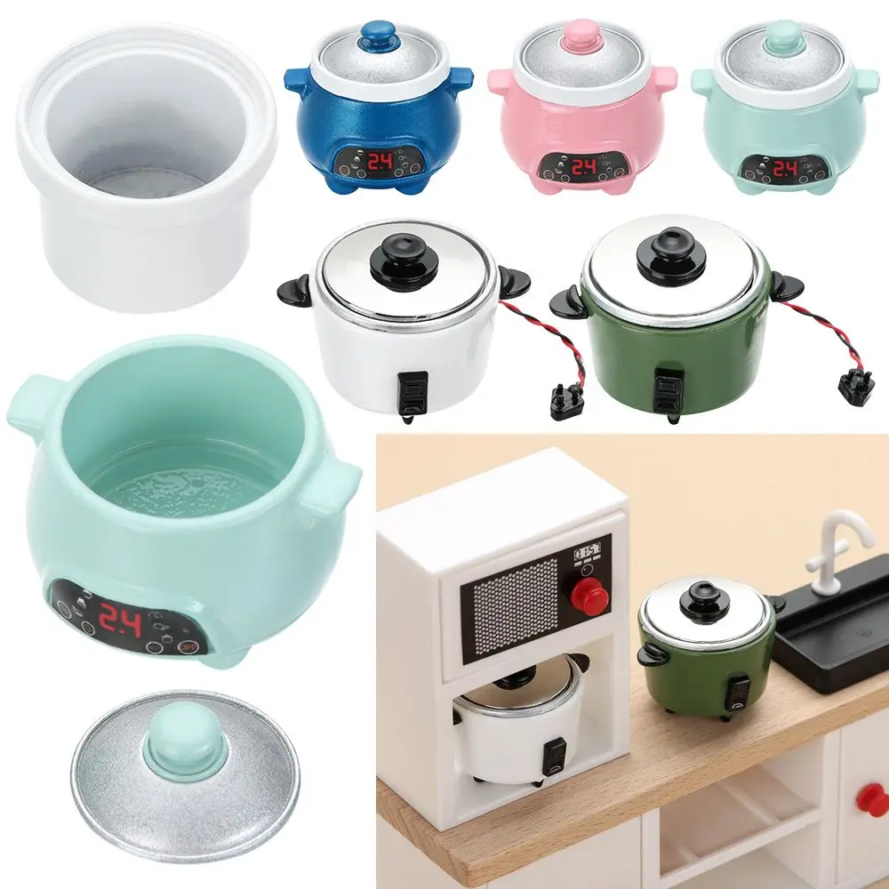 

Приборы 1:12, аксессуары для еды, имитация рисоварки, модель рисоварки, электрическая модель игрушки, миниатюрный горшок для кукольного домик...