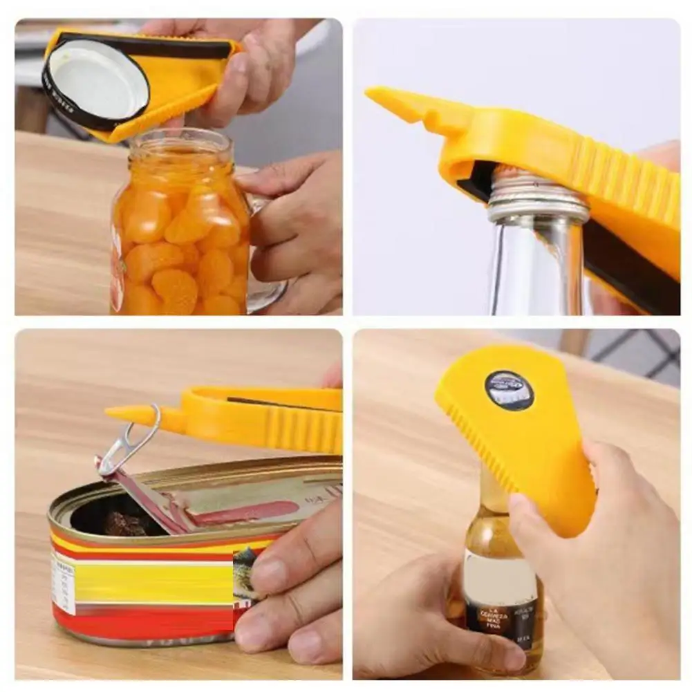 

4 In 1 Lid Jar Opener Handy Screw Cap Openers Multi Purpose Can Non-slip Bottle Lid Grip Wrench Bottle Kitchen Gadgets