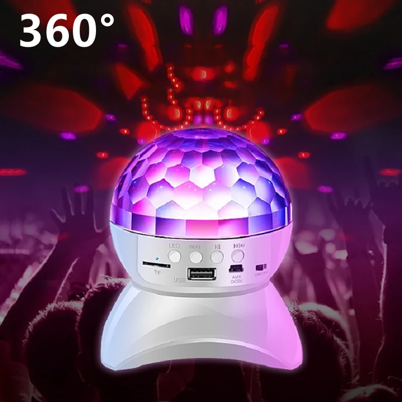 USB Charging Projection Light Stage Light Colorful Light Speaker 360° Rotating Bluetooth Audio  DJ Party KTV Bar Decorative Lamp
