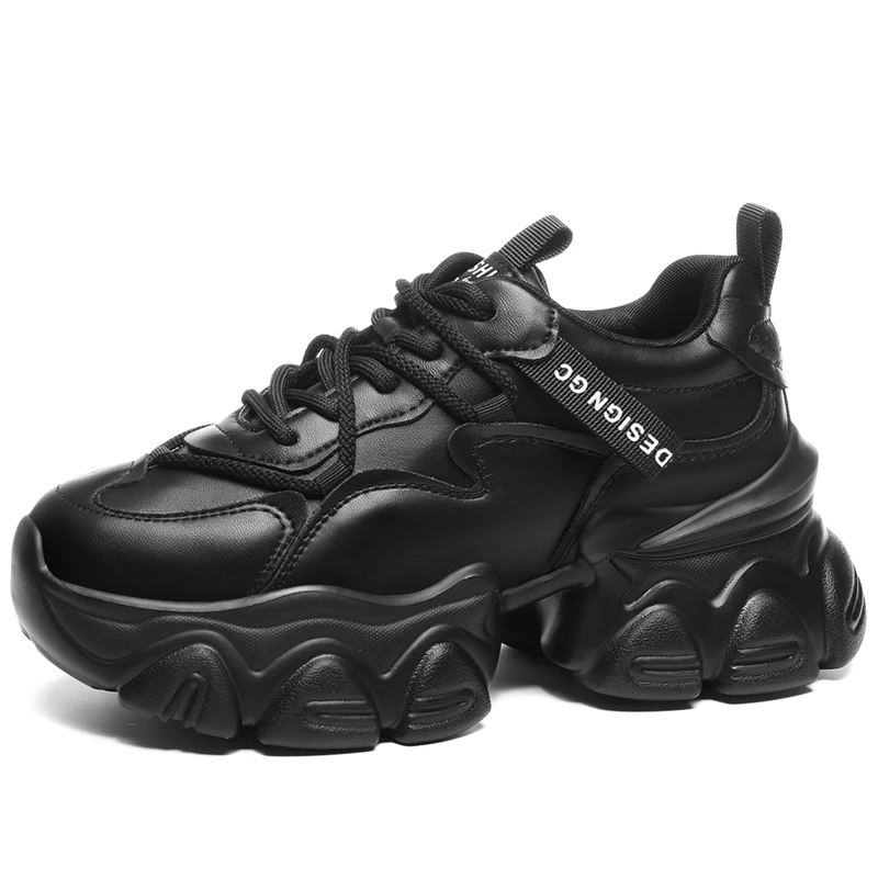 Женские кожаные кроссовки из микрофибры AUTUSPIN однотонные модные на массивной