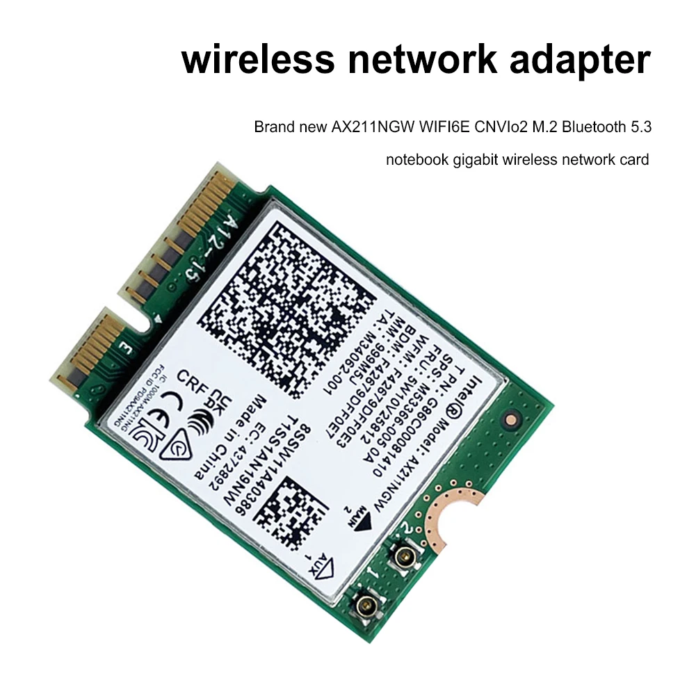 

2.4GHz/5GHz WiFi Card Bluetooth-compatible 5.3 3000Mbps WIFI6E Network Card Dual Band WIFI6E Wireless Card M.2 CNVio2 for Laptop