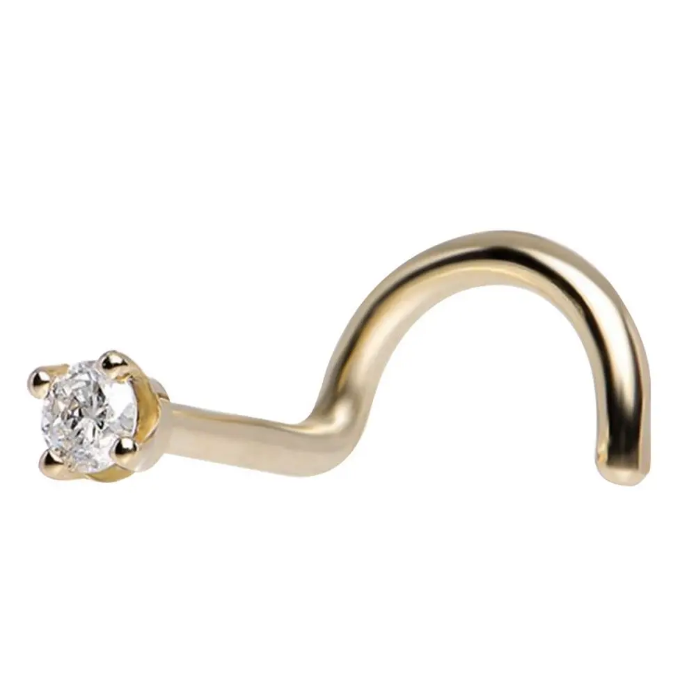 Тонкое женское кольцо в ноздре со стразами и цирконием из нержавеющей стали