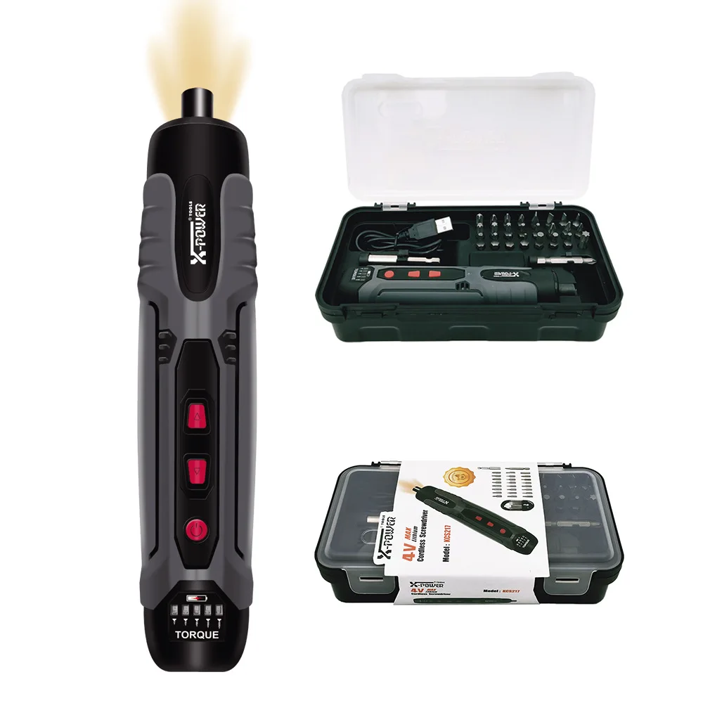 

Electric Screwdriver Rechargeable Automatic Screwdriver Hand Drill Portable USB Charging Drill Power Tool for Home With Bits