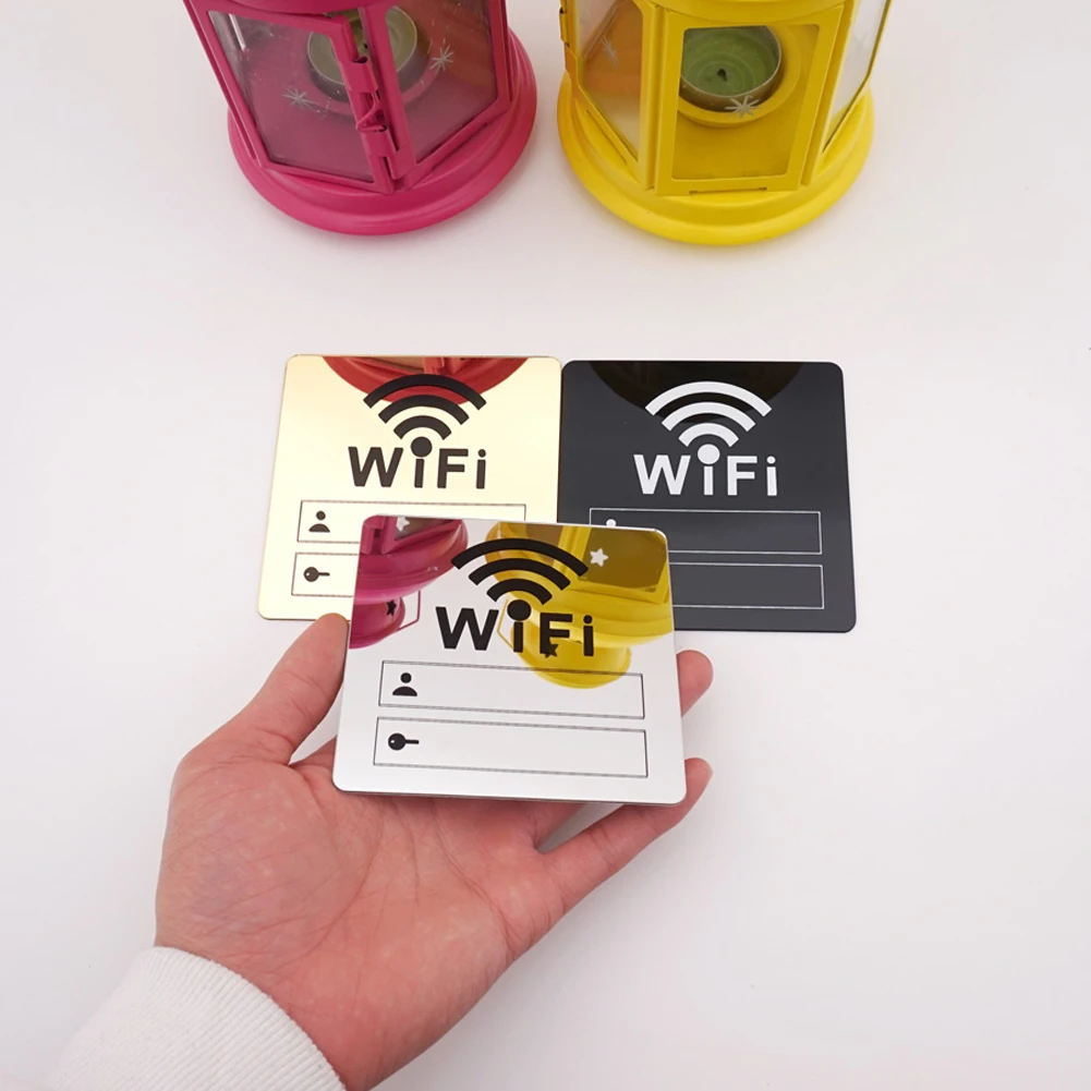 

WIFI Sign 3D Acrylic Mirror Wall Stickers Rewritable Handwriting Account and Password For Public Shope Signage