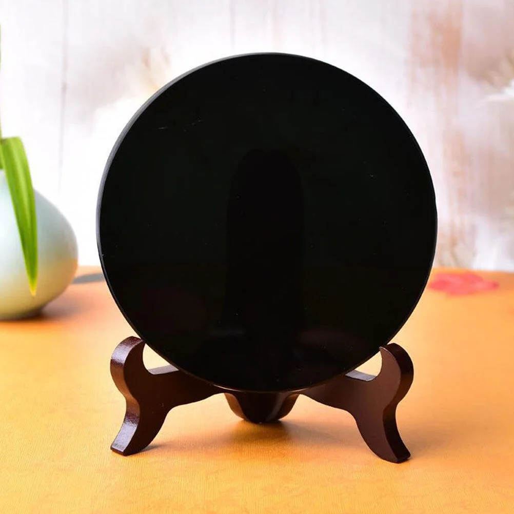 

Зеркальные украшения для медитации, комнаты, современные акценты, черные тарелки, центральный стол, обсидиановый камень