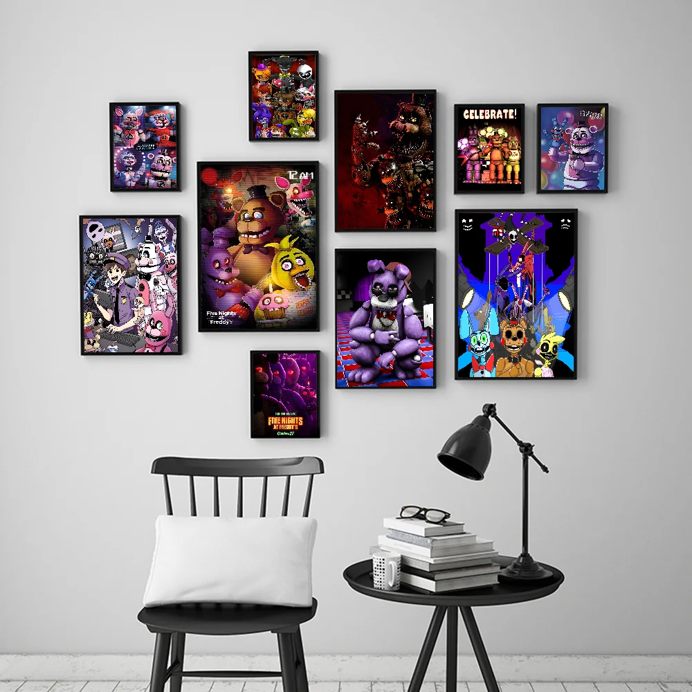 Fnaf Five-Nightes At Games F-Freddyes Классические постеры с фильмами HD Качественный постер