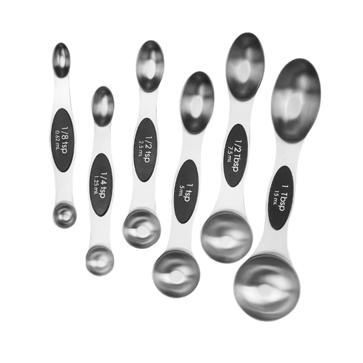 Магнитная двухсторонняя кухонная ложка из нержавеющей стали черная мерная