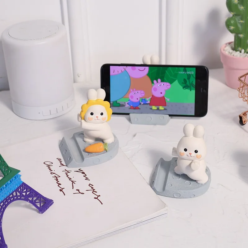 Creative and practical cute cartoon rabbit mobile phone bracket student lazy desktop tablet bracket resin decoration gift