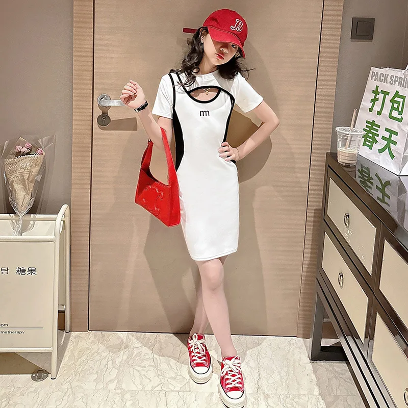 

12 year Girl Dress Teens Stylish Streetwear Summer Hollow Out Slim Tight Dress