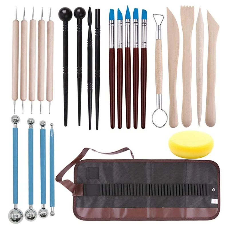 

Polymer Clay Tools Set, 24 Pcs Ceramic Clay Modeling Sculpting Carving Tools For Rock Painting, Cake Fondant Decoration