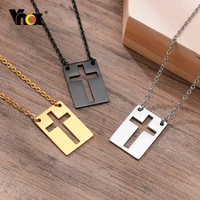 vnox men cutout cross pad long necklacessolid stainless steel hexagon david star sqaure pendant religious faith collar jewelry