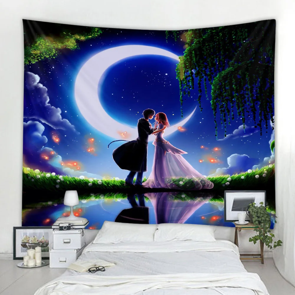 

Romantic Aesthetic Love Couple Wall Hanging Tapestry Home Decor Bedroom Tapestry