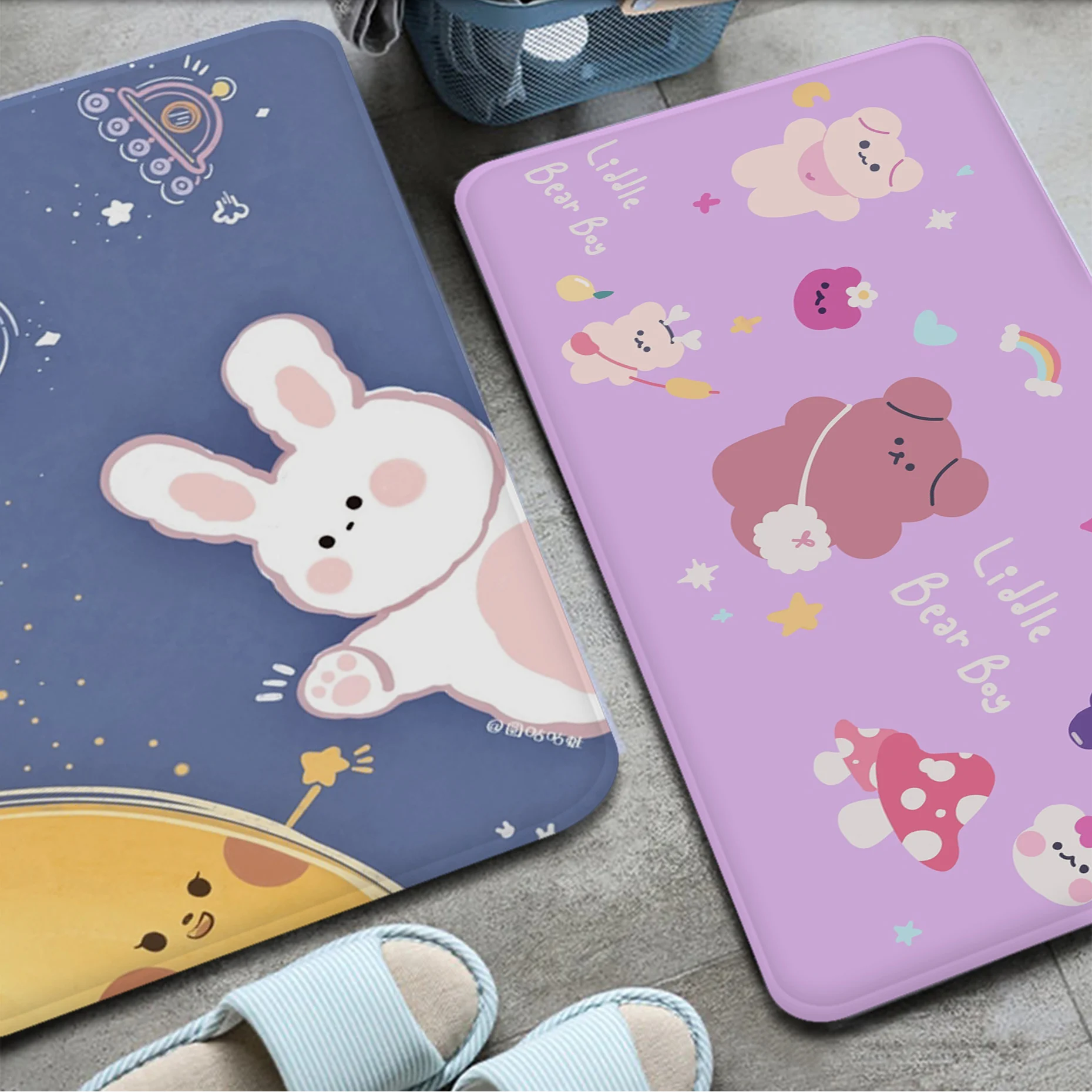 

Cute cartoon bear bunny Bathroom Bath Mat Non-slip Bathtub Floor Rug Shower Room Doormat kitchen Hallway Pad Bedroom Carpets