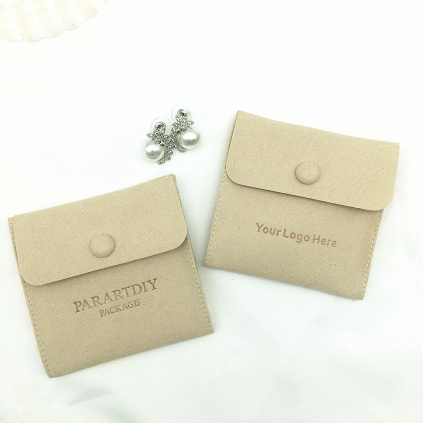 50 set custom jewelry package pouch bag with insert card Logo printed earrings necklace packaging bags with button wholesale