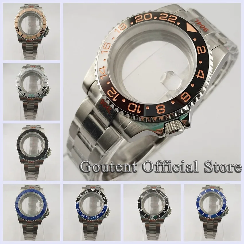 Goutent 40mm Watch Case With Bezel Strap 3.8 O'clock Fit NH35 NH36,DG2813/3804 Miyota 8215 821A ETA 2836 2824 PT5000 Movement