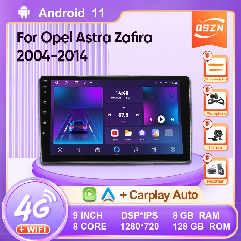 

Автомагнитола для Opel Astra Zafira 2004-2014, 2 Din, Android 12