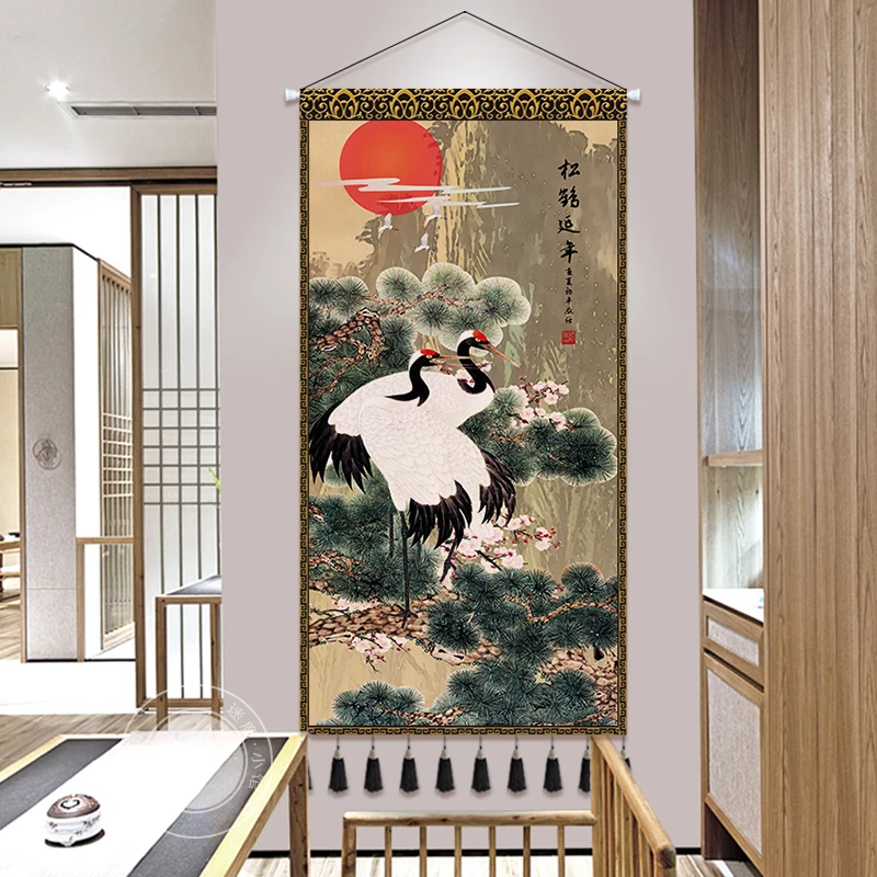 

Traditional Chinese Landscape Scroll Wall Painting Vintage Room Decoration Tapestry Living Room Office Poster Canvas Printings