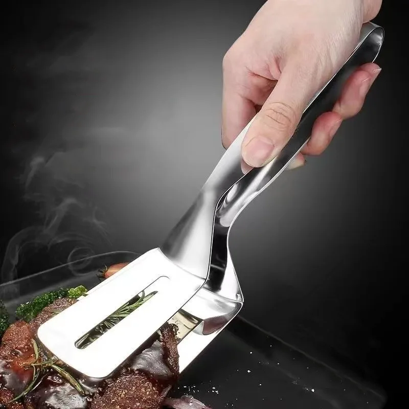 

Stainless Steel 304 Frying Shovel Food Tongs Pizza Pancakes Barbecue Tong Shovel Food Turning Spatula Steak Clamp Cookware