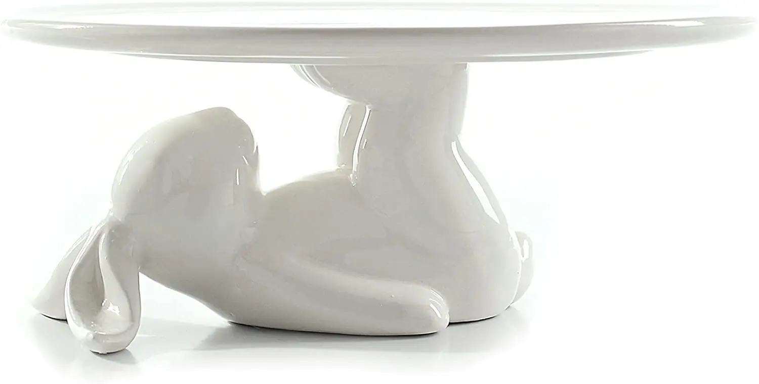 

Cupcake Stand Ceramic Dessert Plates for Snacks and Cookies, Bunny Candy Dish Gift, White, Home Decorations Gift