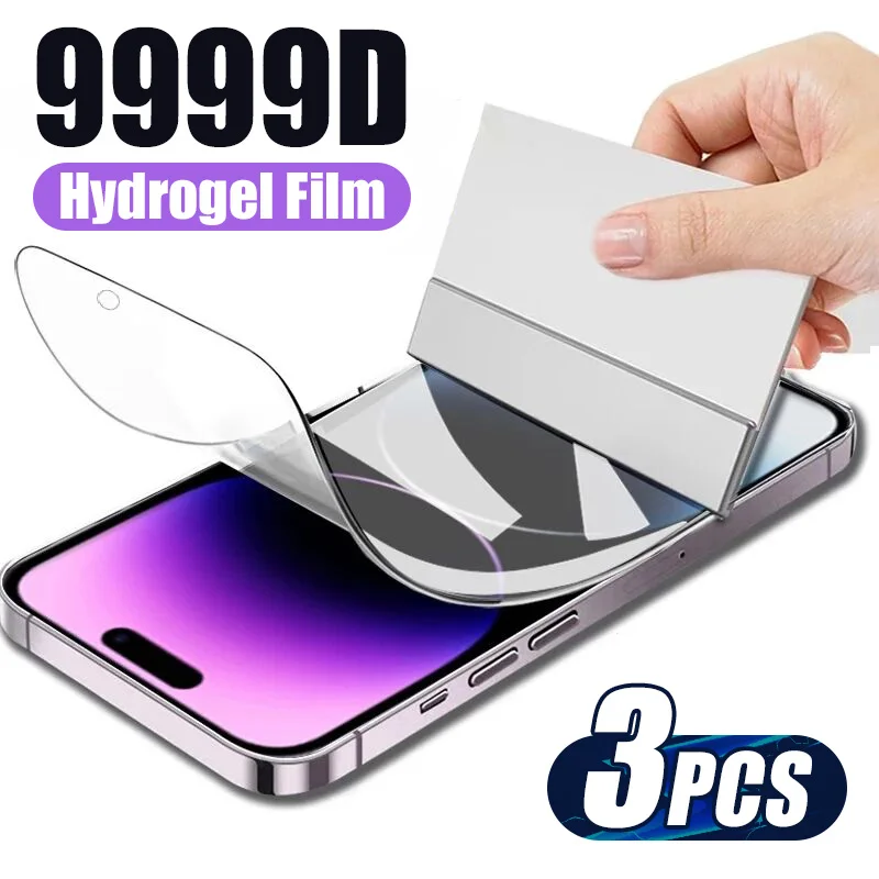 

3Pcs Hydrogel Film For iPhone 14 Pro Max Full Cover Protective Film iPhone 11 12 13 Mini XS Max XR 7 8 Plus SE Screen Protector